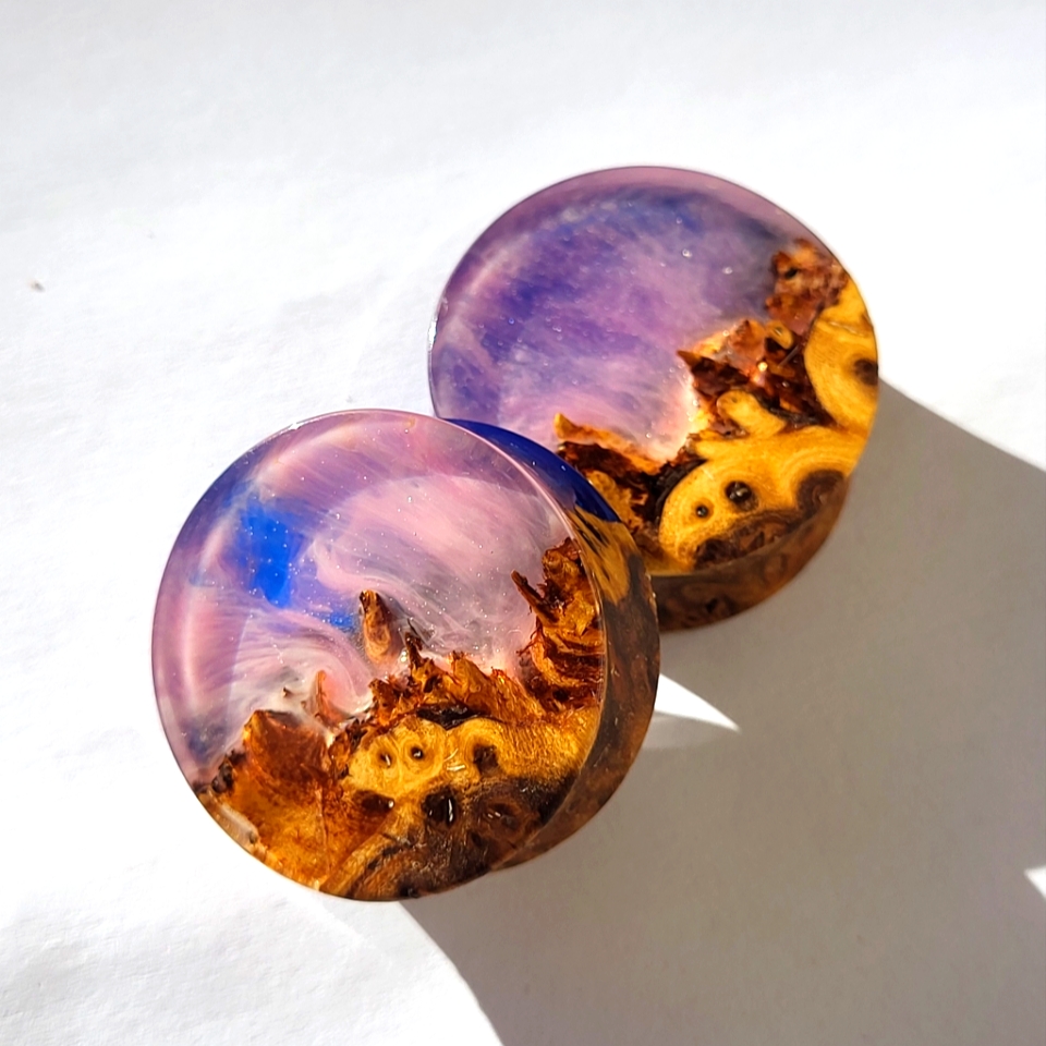 1 Inch Gauge Plugs Purple Resin And Wood 1 Inch Gauge Plugs Purple Resin And Wood